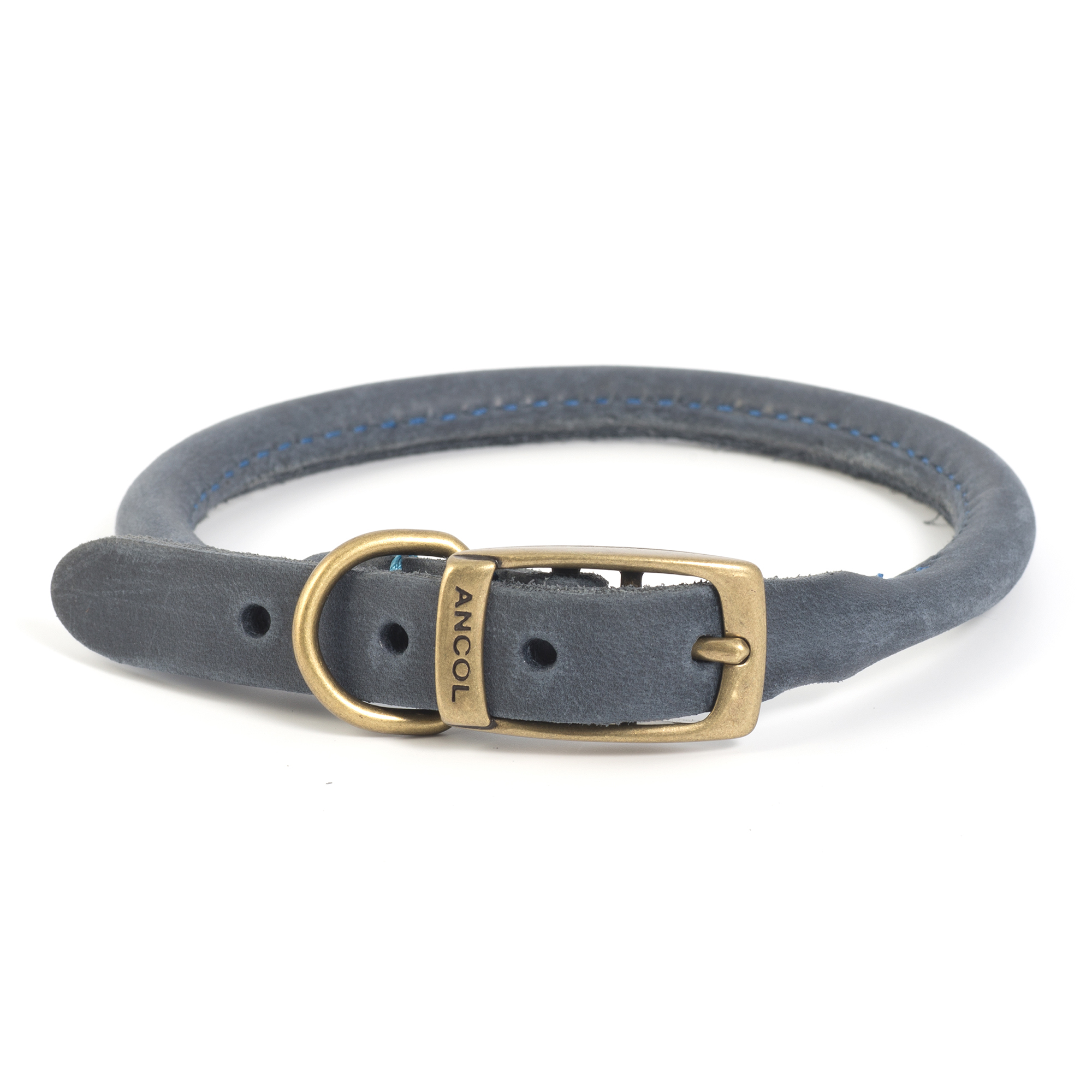 Ancol Timberwolf Blue Round Leather Collar Size 5