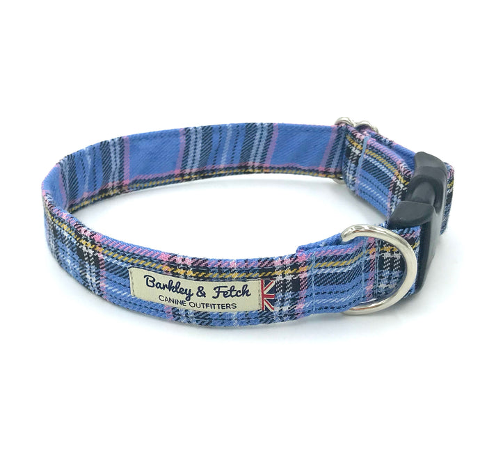 Barkley & Fetch Blue Tartan Collar Large