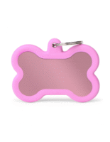 ID Tag Pink Bone With Rubber Cover