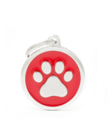 ID Tag Red & Chrome Paw Circle Large