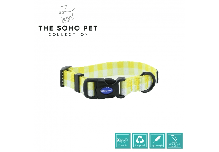 Ancol Yellow Check Collar Medium