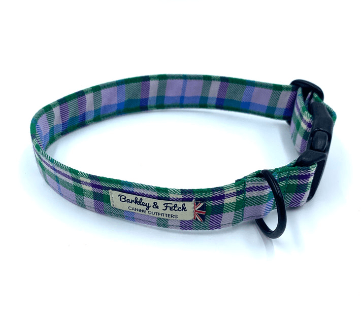 Barkley & Fetch Green & Purple Tartan Collar Large