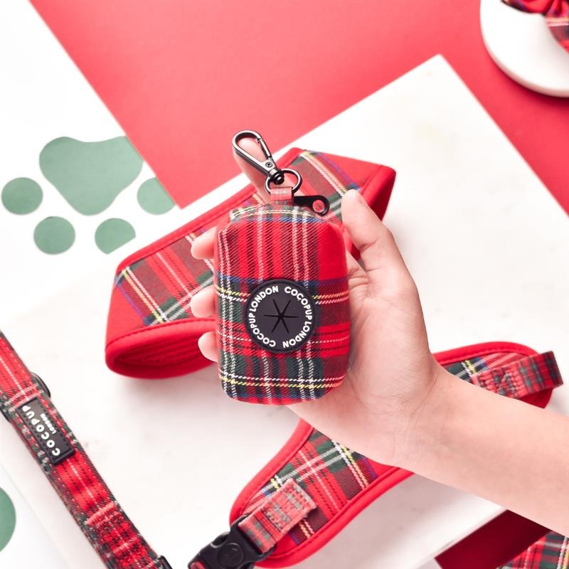 CocoPup Poo Bag Holder Red Tartan
