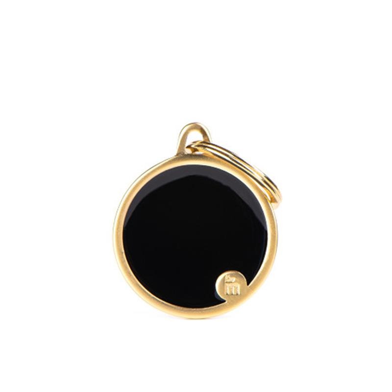 ID Tag Small Circle Black & Gold