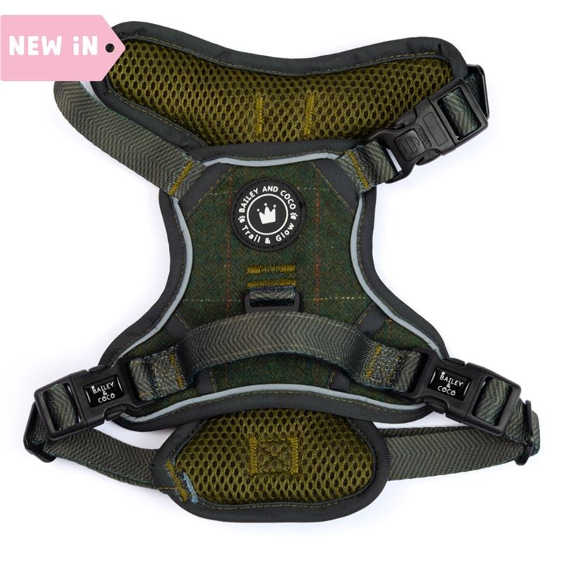 Bailey & Coco Trail & Glow Harness Forest Tweed Extra Large