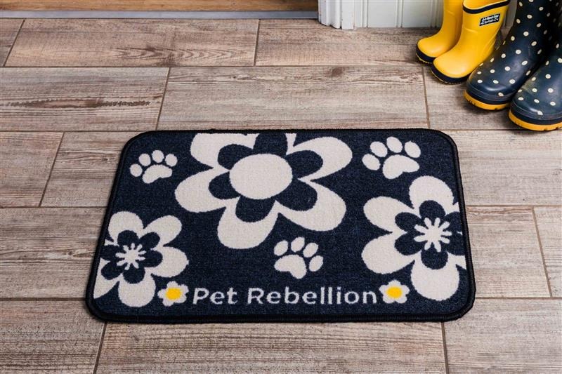Pet Rebellion Dinner Mate Mat Black Flowers