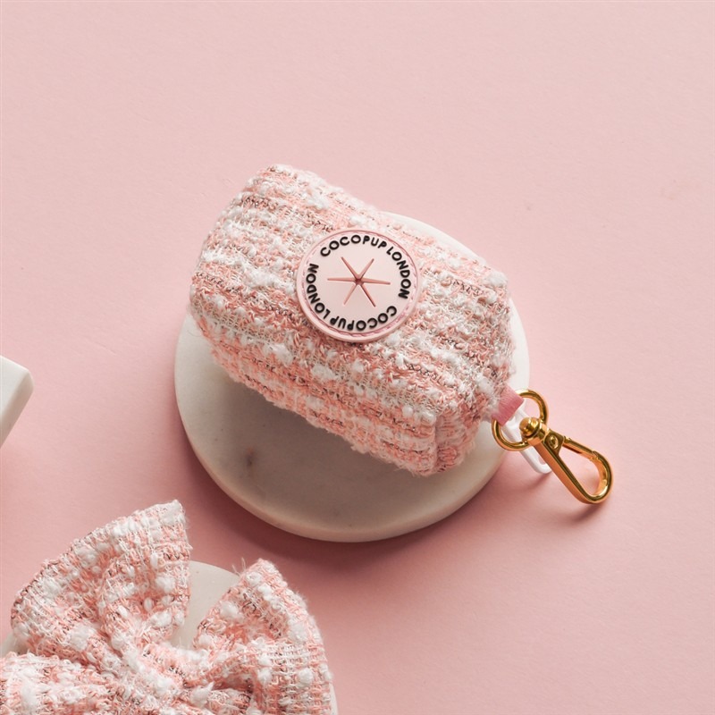 CocoPup Poo Bag Holder Pink Textured Tweed