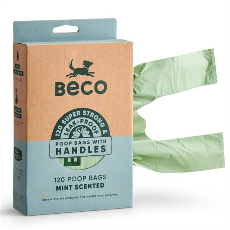 Beco Poo Bags With Handles Mint Loose 120 Bags
