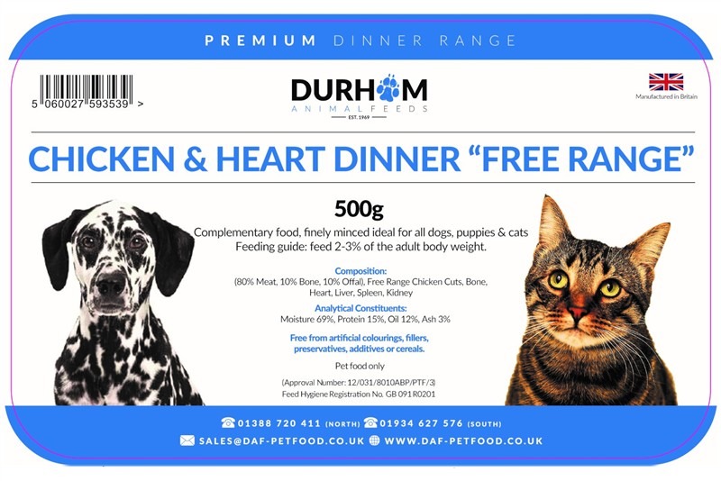 Durham Chicken & Heart Dinner 500g