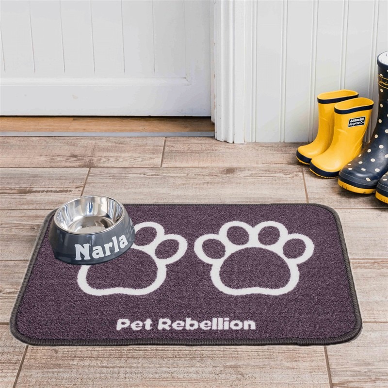 Pet Rebellion Dinner Mate Mat Grey Paws