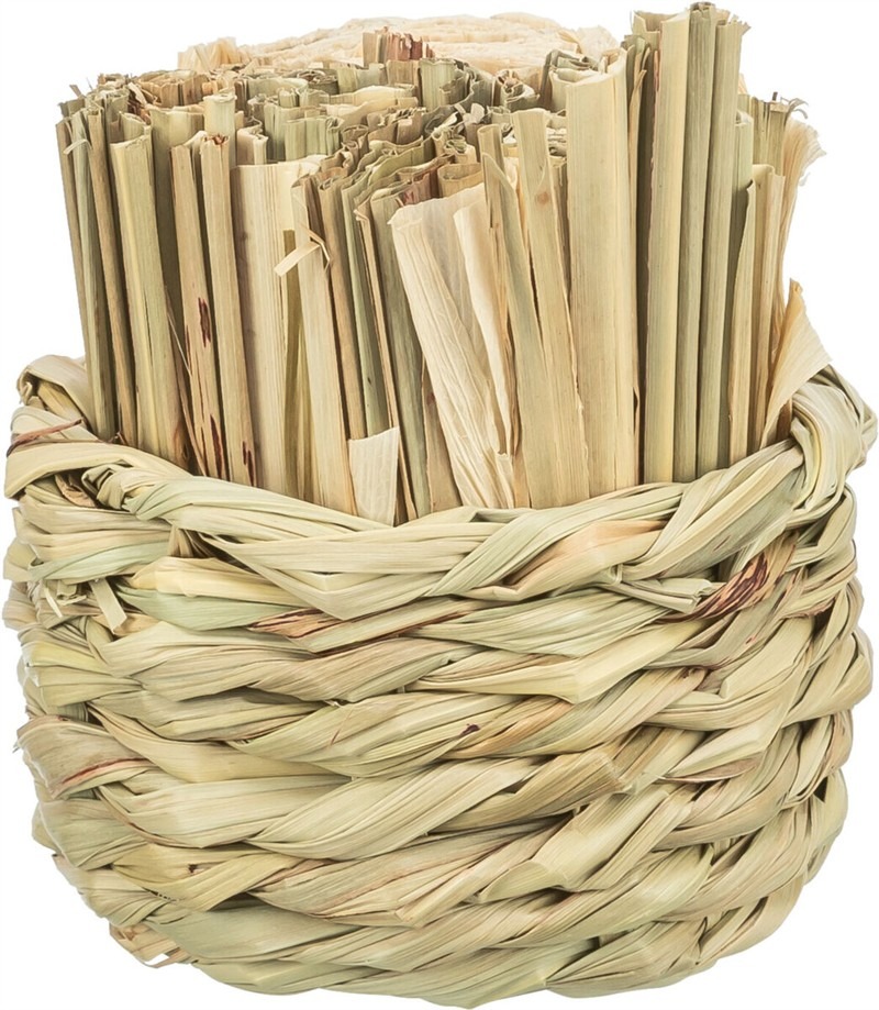 Trixie Grass Basket With Hay & Corn Leaves