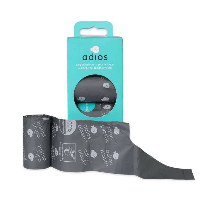 Adios Plastic 4 Rolls With Handles Grey Compostable