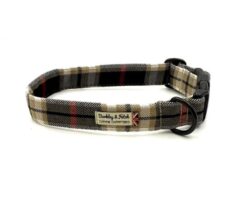 Barkley & Fetch Collar Black & Beige Tartan Medium